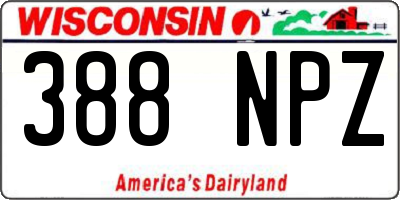 WI license plate 388NPZ