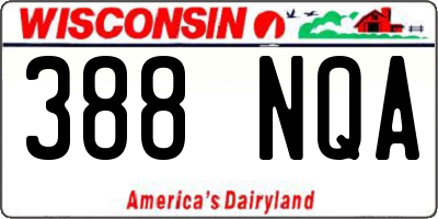 WI license plate 388NQA