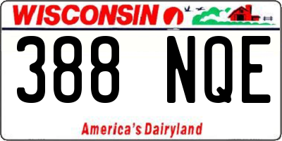 WI license plate 388NQE
