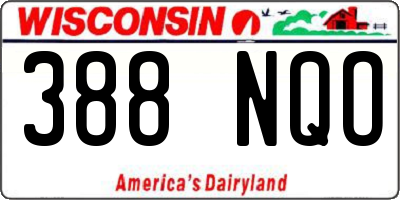 WI license plate 388NQO