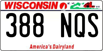 WI license plate 388NQS