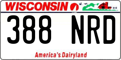 WI license plate 388NRD