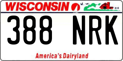 WI license plate 388NRK