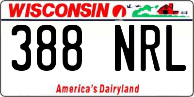 WI license plate 388NRL