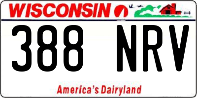 WI license plate 388NRV