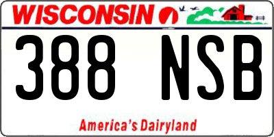 WI license plate 388NSB