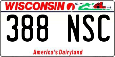 WI license plate 388NSC