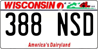WI license plate 388NSD