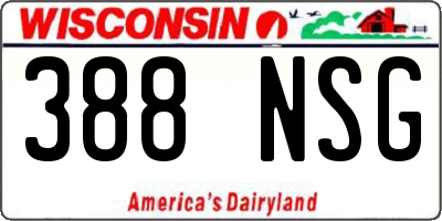 WI license plate 388NSG