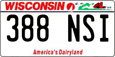 WI license plate 388NSI