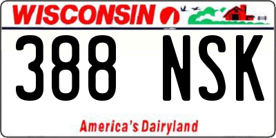WI license plate 388NSK
