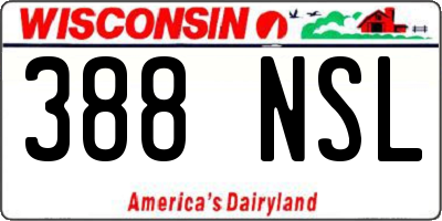 WI license plate 388NSL