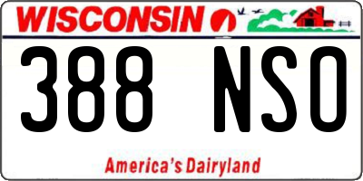 WI license plate 388NSO