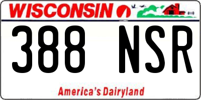 WI license plate 388NSR