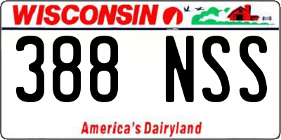 WI license plate 388NSS