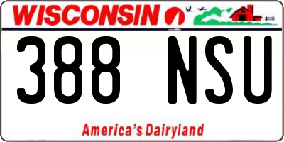 WI license plate 388NSU