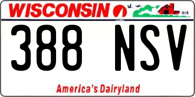 WI license plate 388NSV