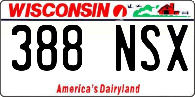 WI license plate 388NSX