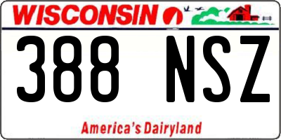 WI license plate 388NSZ