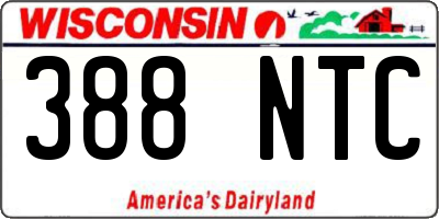 WI license plate 388NTC