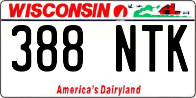 WI license plate 388NTK