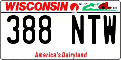 WI license plate 388NTW