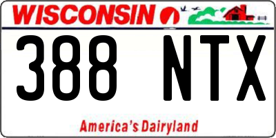 WI license plate 388NTX