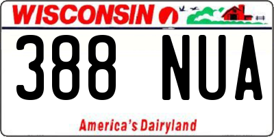 WI license plate 388NUA