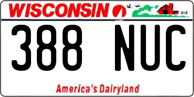 WI license plate 388NUC