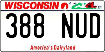 WI license plate 388NUD