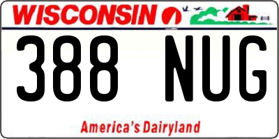 WI license plate 388NUG