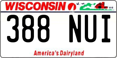 WI license plate 388NUI