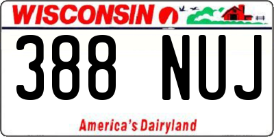 WI license plate 388NUJ