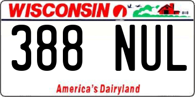 WI license plate 388NUL