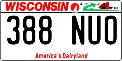 WI license plate 388NUO