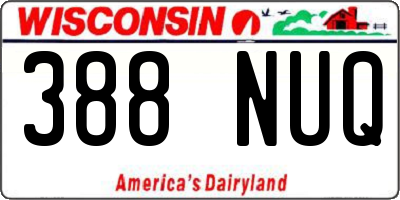 WI license plate 388NUQ