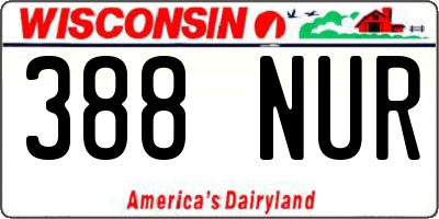 WI license plate 388NUR