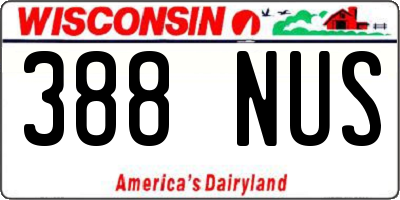WI license plate 388NUS