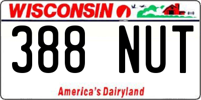WI license plate 388NUT