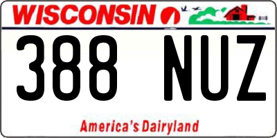 WI license plate 388NUZ