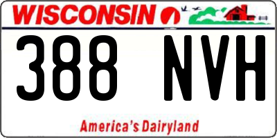 WI license plate 388NVH