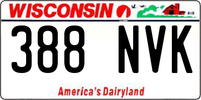WI license plate 388NVK