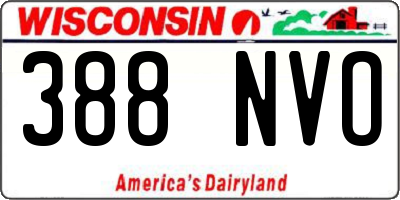 WI license plate 388NVO