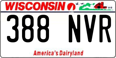WI license plate 388NVR