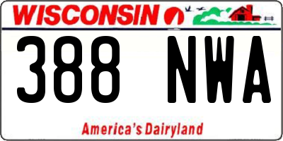 WI license plate 388NWA