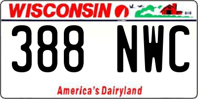 WI license plate 388NWC