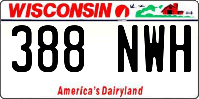 WI license plate 388NWH