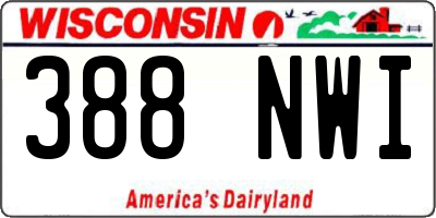 WI license plate 388NWI