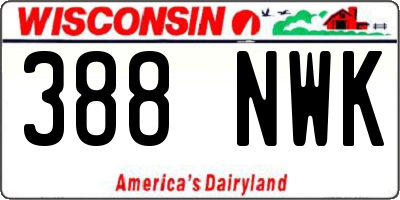 WI license plate 388NWK