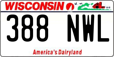 WI license plate 388NWL